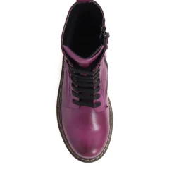 Lace-Up Leather Boots - Purple