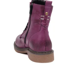 Lace-Up Leather Boots - Purple