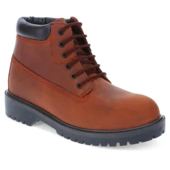 Lace-Up Leather Boots - Rust