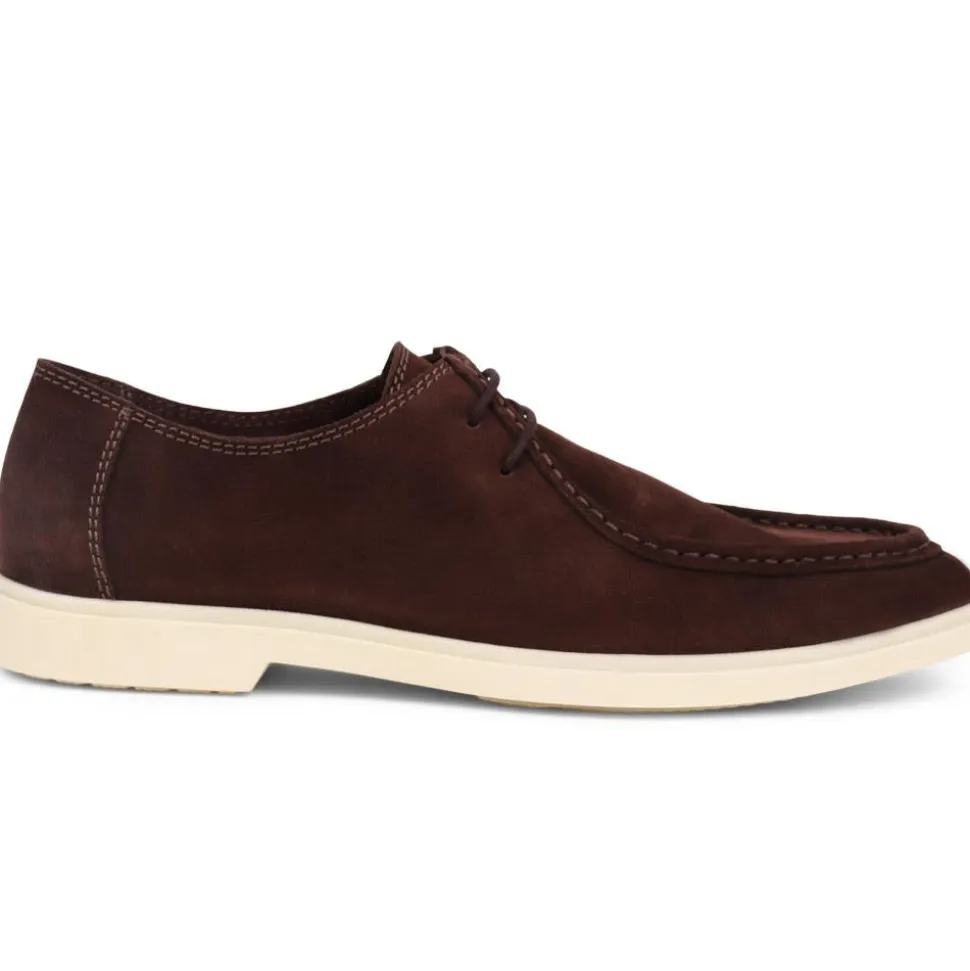 Lace-Up Leather Loafers - Brown