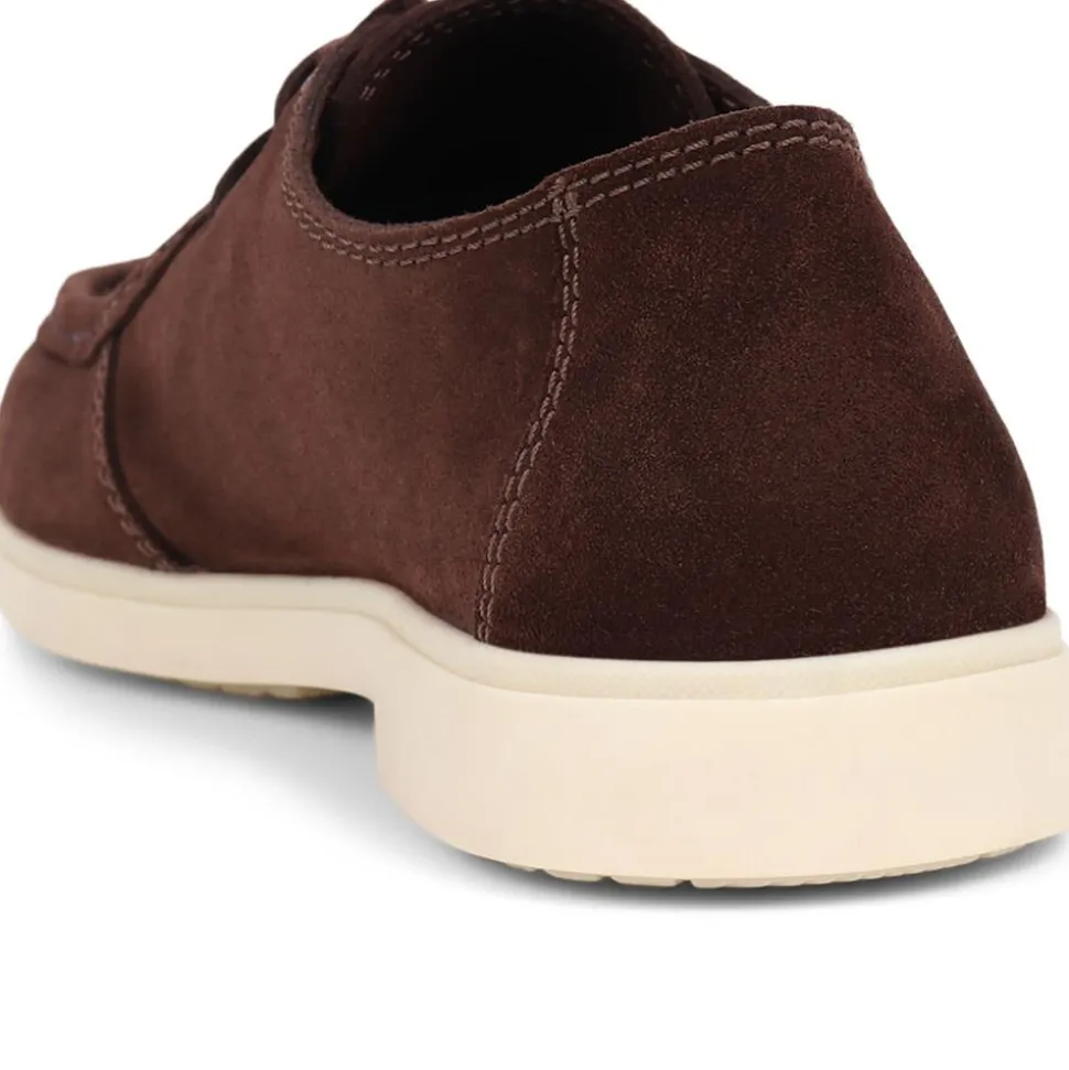 Lace-Up Leather Loafers - Brown
