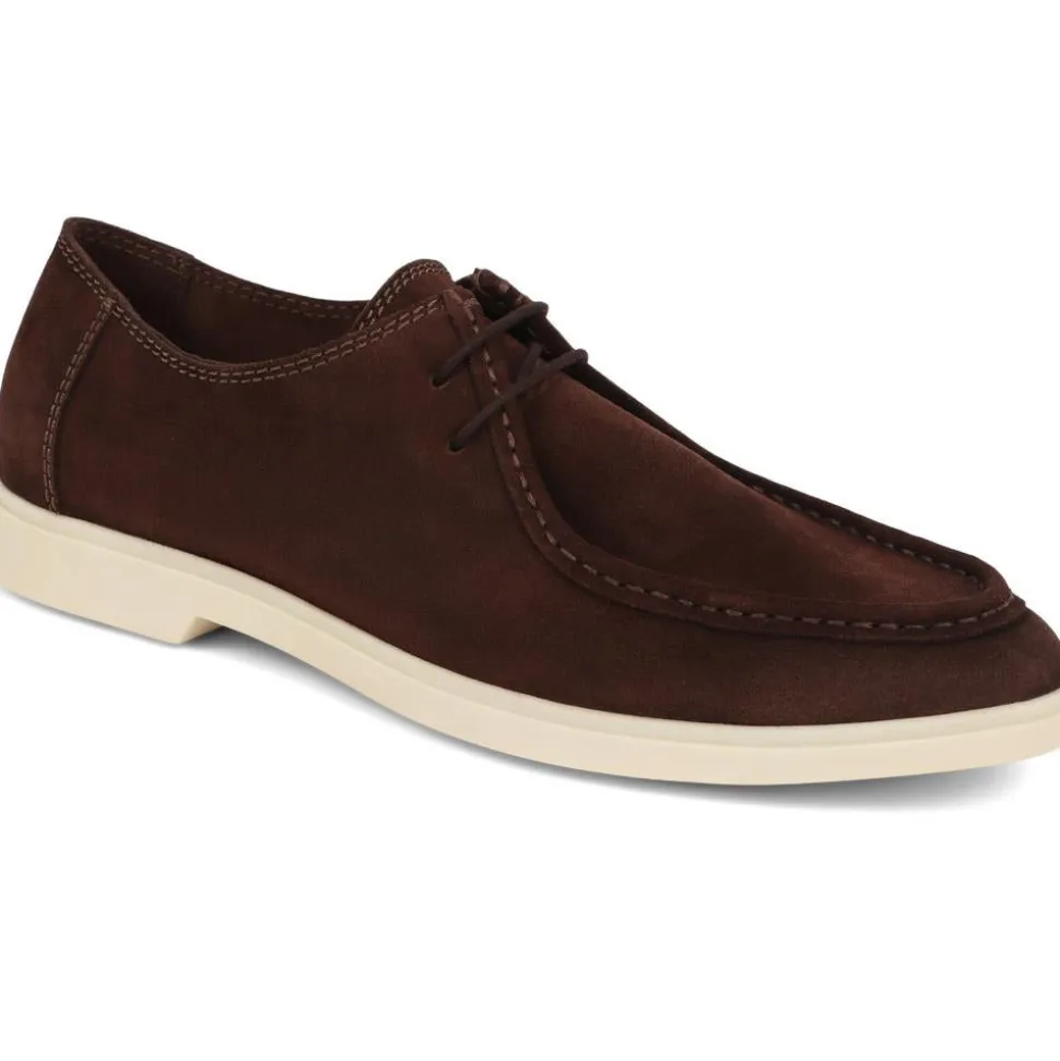 Lace-Up Leather Loafers - Brown