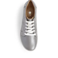 Lace-Up Leather Pumps - Pewter