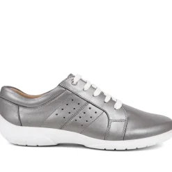 Lace-Up Leather Pumps - Pewter