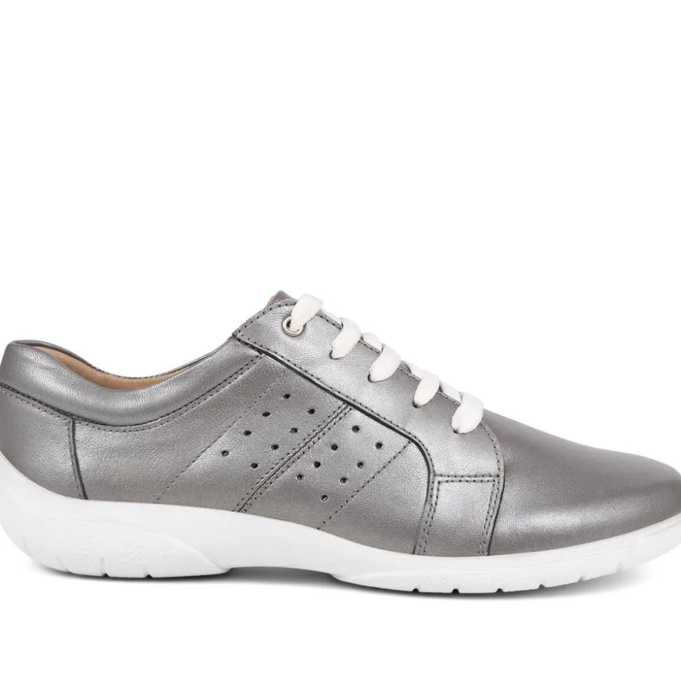 Lace-Up Leather Pumps - Pewter