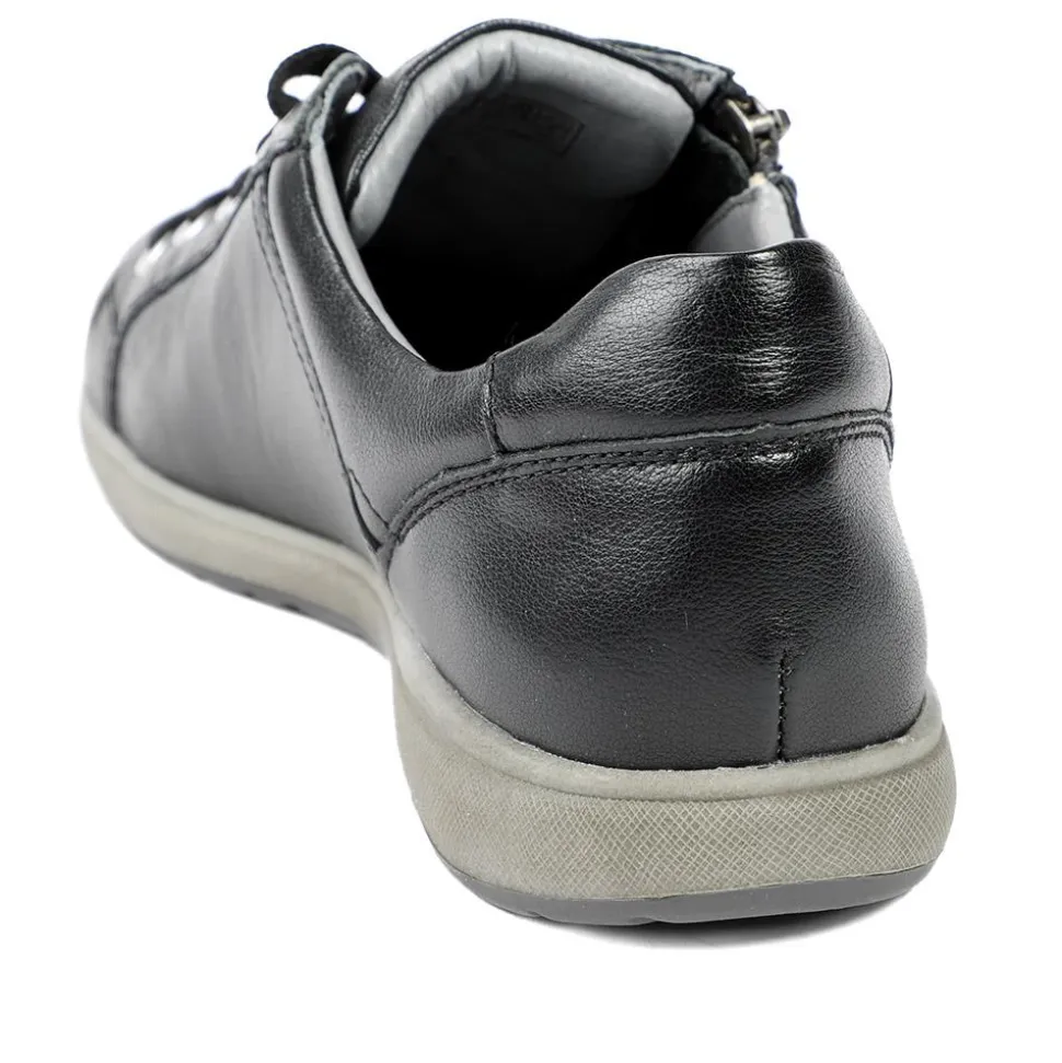 Lace-Up Leather Trainers - Black