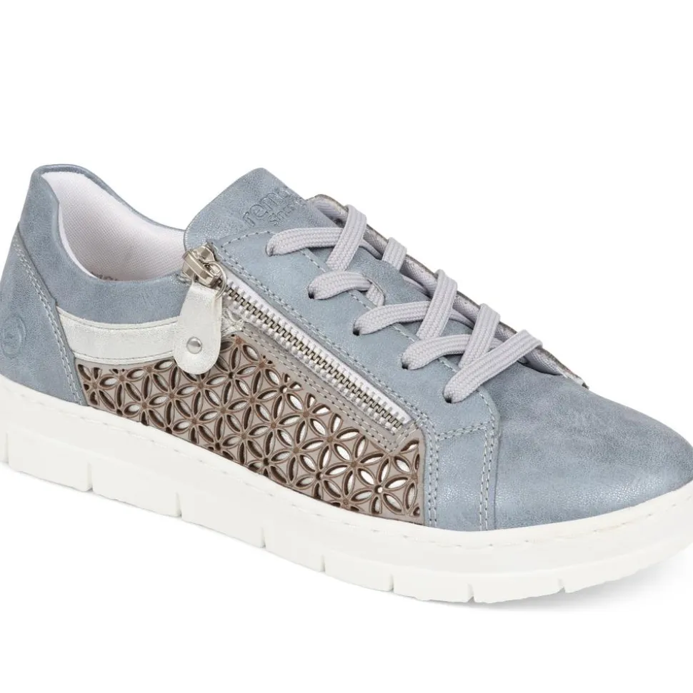 Lace-Up Leather Trainers - Blue