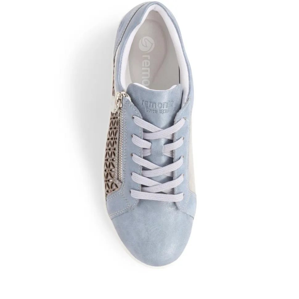 Lace-Up Leather Trainers - Blue