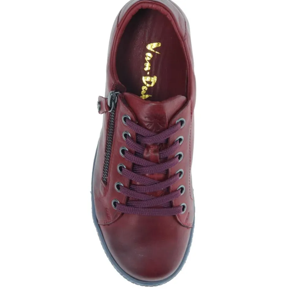 Lace-Up Leather Trainers - Bordeaux