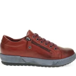 Lace-Up Leather Trainers - Bordeaux