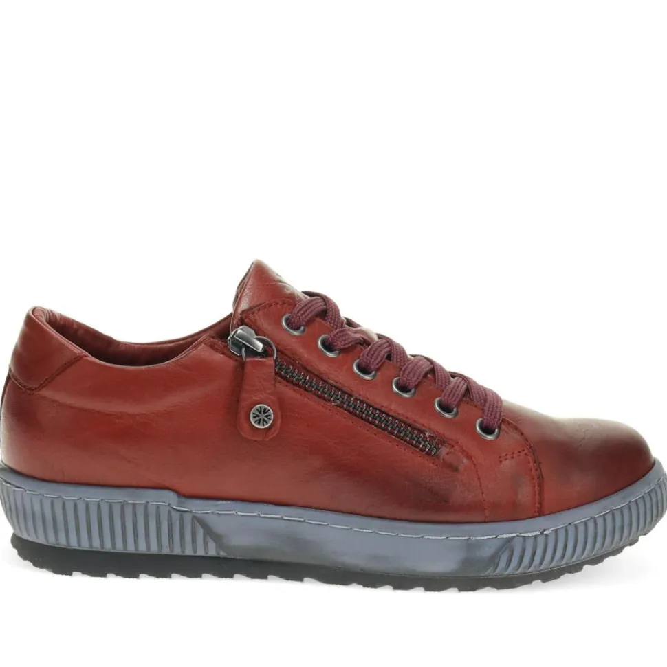 Lace-Up Leather Trainers - Bordeaux