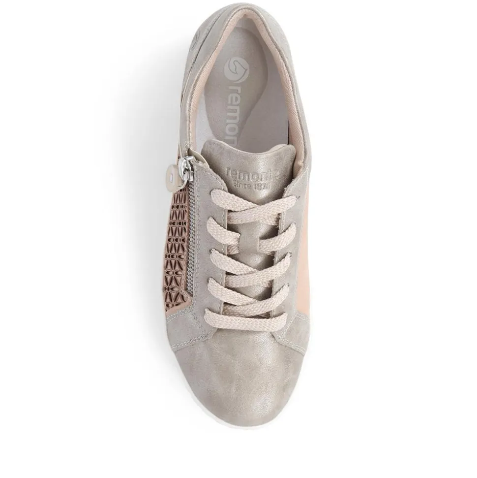 Lace-Up Leather Trainers - Metallic