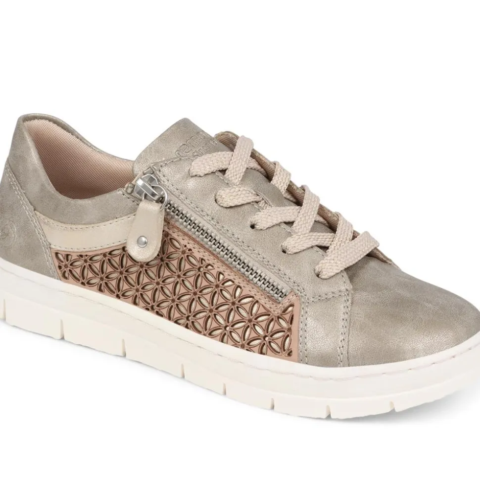 Lace-Up Leather Trainers - Metallic