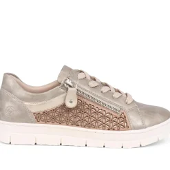 Lace-Up Leather Trainers - Metallic