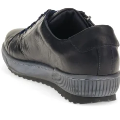 Lace-Up Leather Trainers - Navy