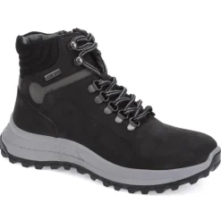 Lace-Up Leather Walking Boots - Black