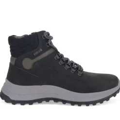 Lace-Up Leather Walking Boots - Black