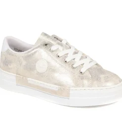 Lace-Up Platform Trainers - Metallic