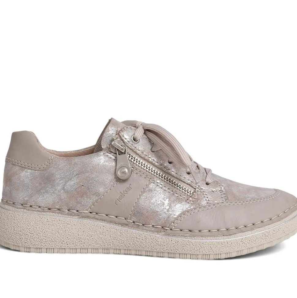 Lace-Up Trainers - Beige Multi