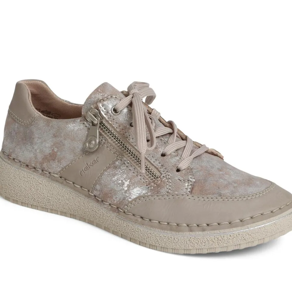 Lace-Up Trainers - Beige Multi