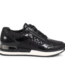 Lace-Up Trainers - Black Leopard