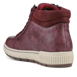 Lace Up Trainers with Side Zip - Burgundy