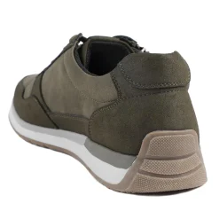Lace Up Trainer with Grip Sole - Khaki