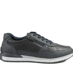 Lace Up Trainer with Grip Sole - Navy