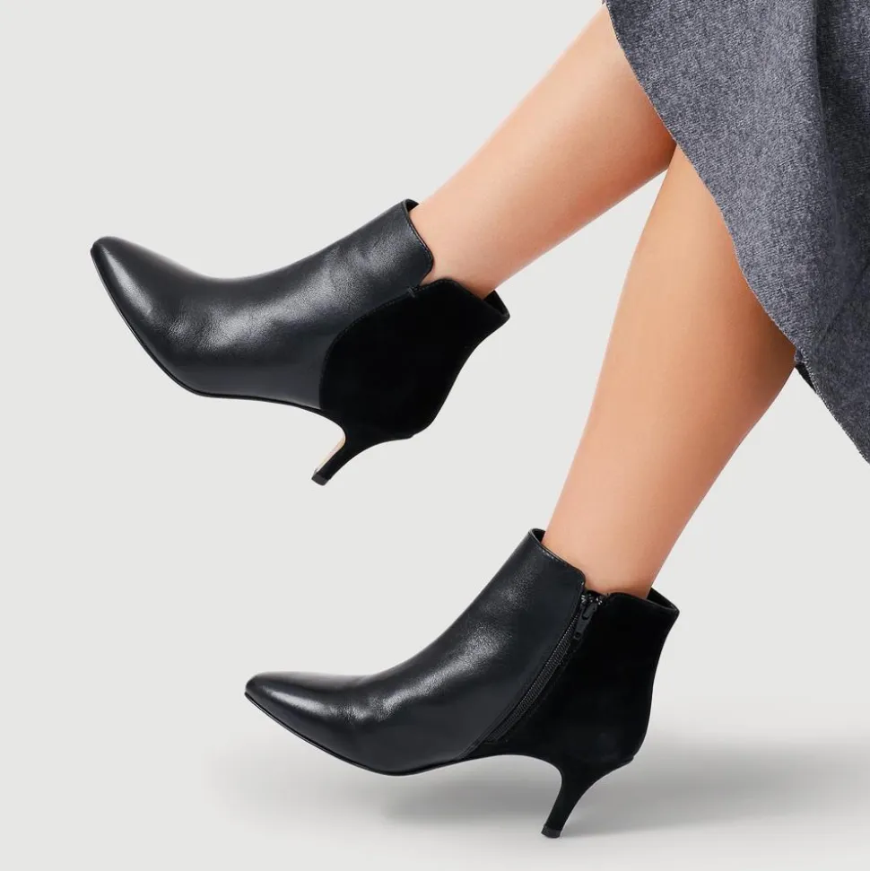Laci Smart Leather Stiletto-Heel Boots - Black