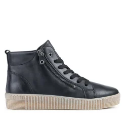 Lake Gabor Leather Zip & Lace Hi-Tops - Black