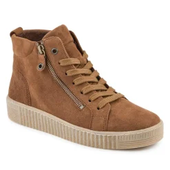 Lake Gabor Leather Zip & Lace Hi-Tops - Tan Suede