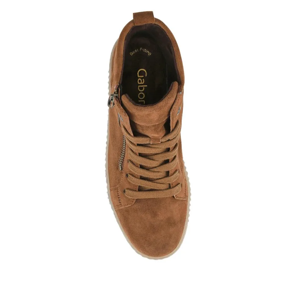 Lake Gabor Leather Zip & Lace Hi-Tops - Tan Suede