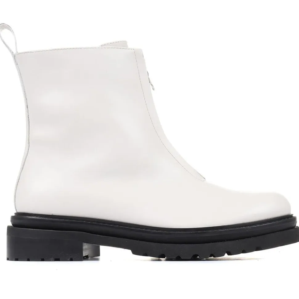 Lanie Zip Up Chunky Boots - White