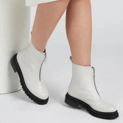 Lanie Zip Up Chunky Boots - White