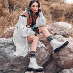Lanie Zip Up Chunky Boots - White