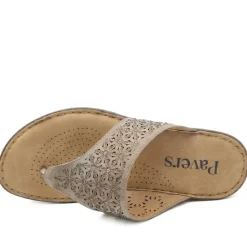 Laser Cut Breathable Toe Post Sandals - Taupe