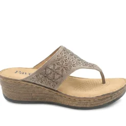 Laser Cut Breathable Toe Post Sandals - Taupe