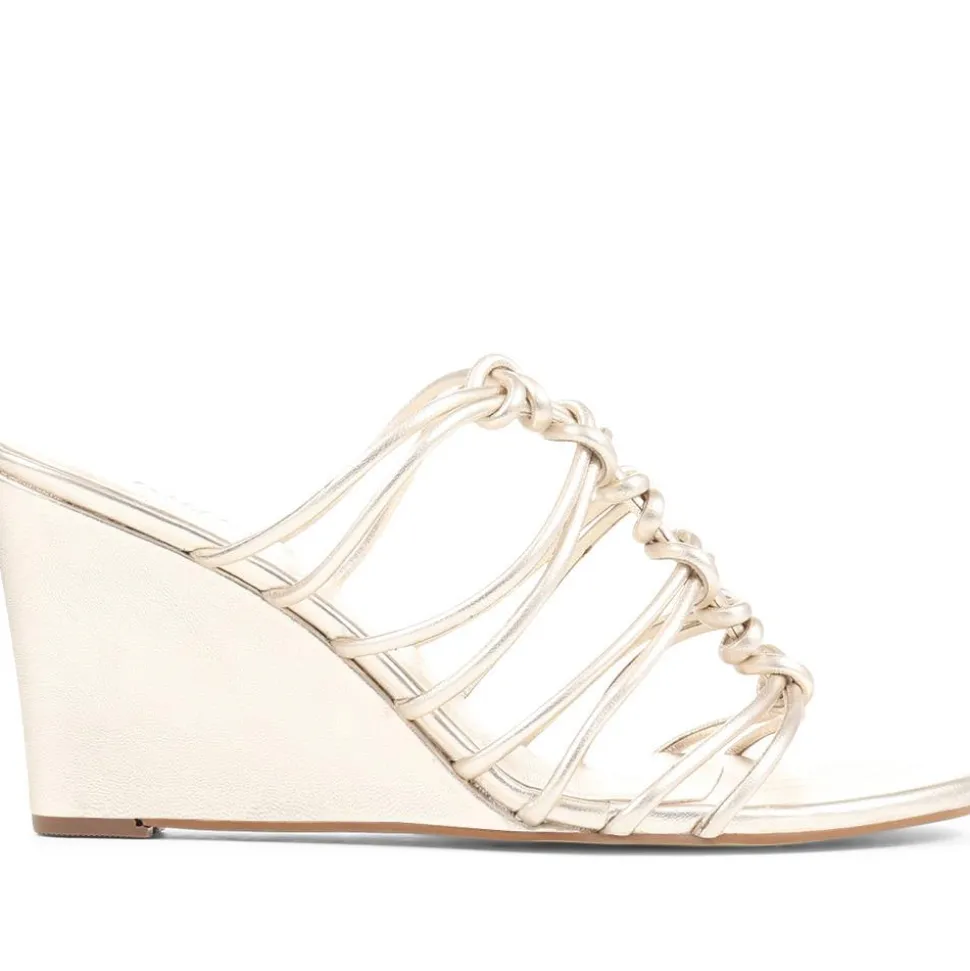 Laurella Leather Gladiator Wedges - Gold