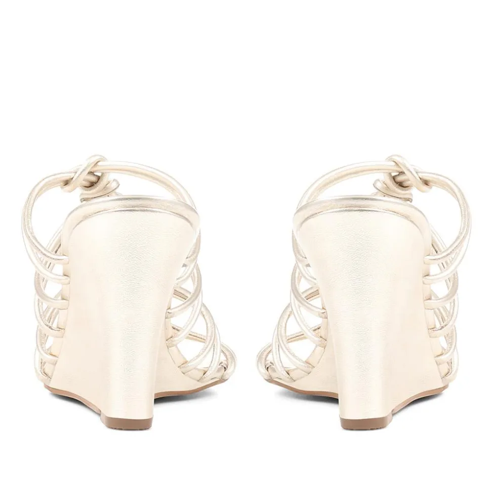 Laurella Leather Gladiator Wedges - Gold