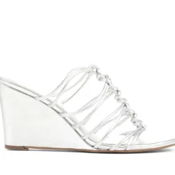 Laurella Leather Gladiator Wedges - Silver
