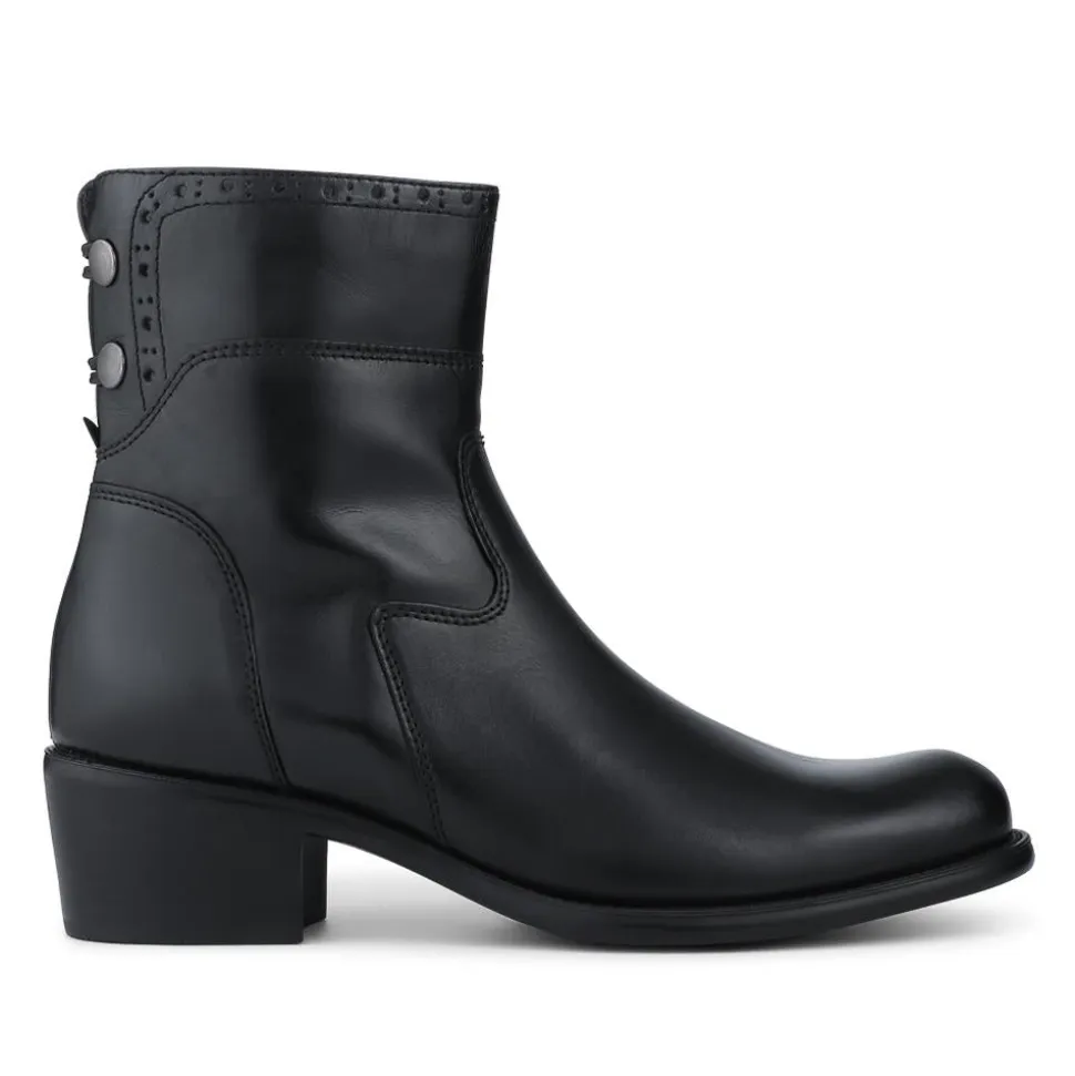 Laurelle Leather Zip Fasten Ankle Boots - Black