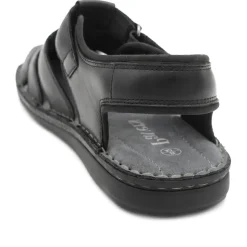 Leather Adjustable Fasten Fisherman Sandals - Black