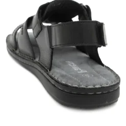 Leather Adjustable Fasten Fisherman Sandals - Black
