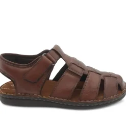 Leather Adjustable Fasten Fisherman Sandals - Brown