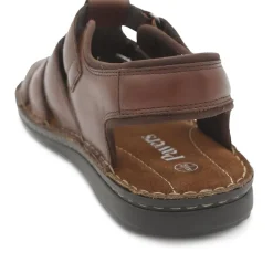 Leather Adjustable Fasten Fisherman Sandals - Brown