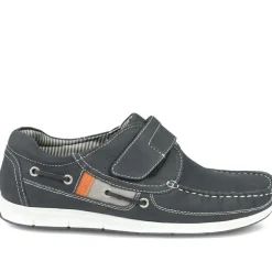 Leather Adjustable Fastening Shoes - Navy