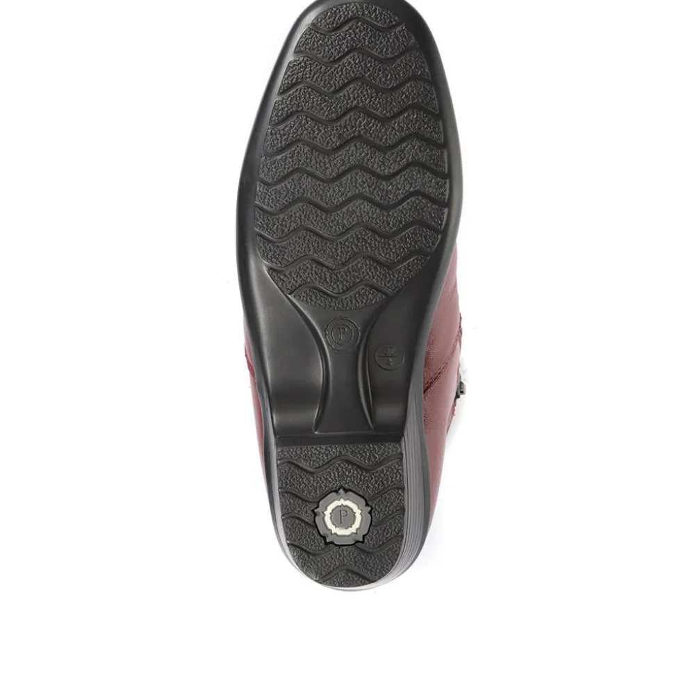 Leather Ankle Boot - Burgundy