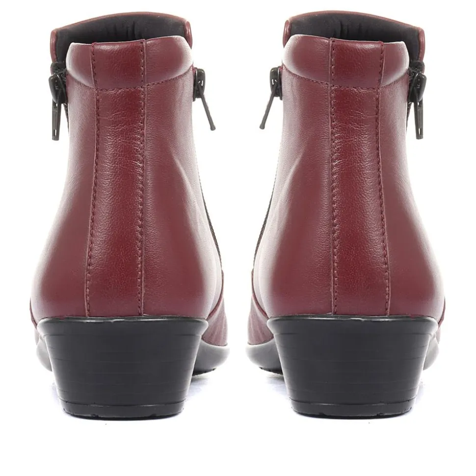 Leather Ankle Boot - Burgundy
