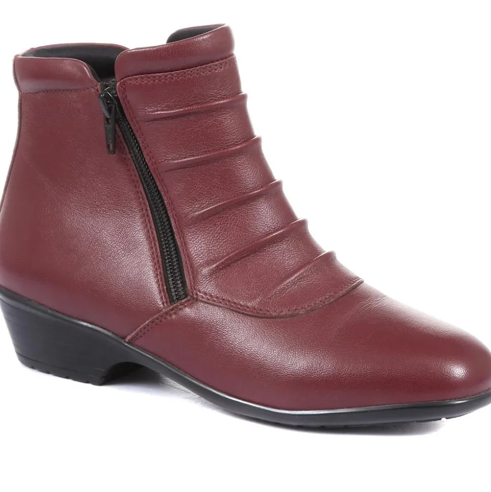 Leather Ankle Boot - Burgundy