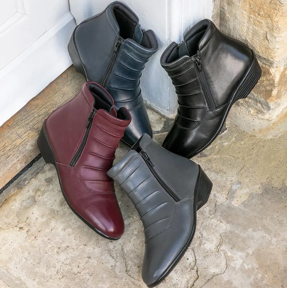 Leather Ankle Boot - Burgundy
